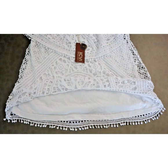 XCVI 14183 Women's Sz Medium White Signy Drapey Crochet Top Blouse $128 - Picture 13 of 16